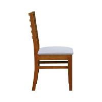 Kit 2 Cadeiras Tiê Madeira Maciça Encosto Ripado - Amêndoa Assento Estof. Linho Bege Mescla Impermeável - 8