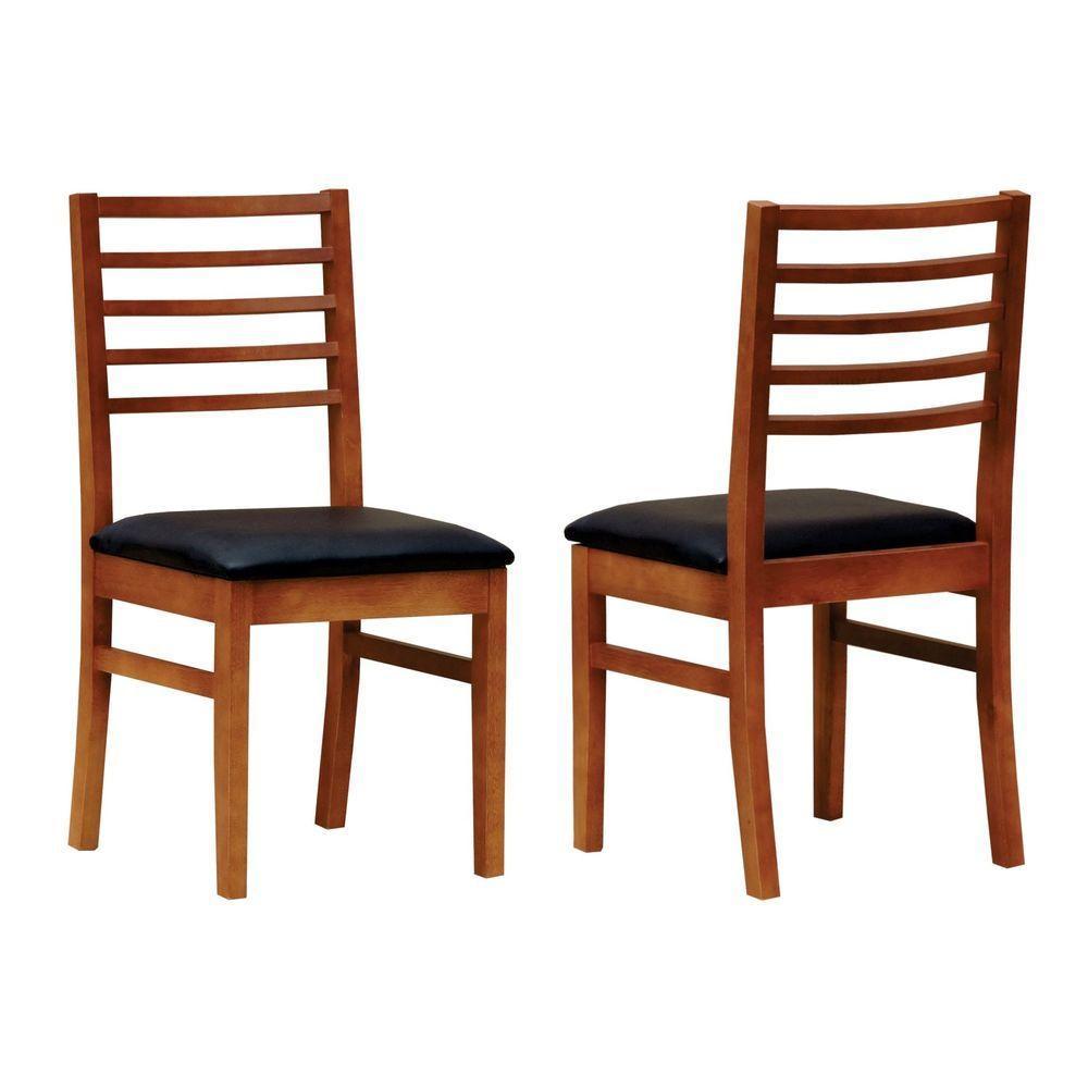 Kit 2 Cadeiras Tiê Madeira Maciça Encosto Ripado - Amêndoa Corano Preto - 1