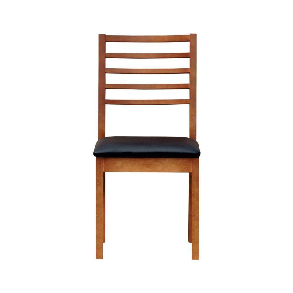 Kit 2 Cadeiras Tiê Madeira Maciça Encosto Ripado - Amêndoa Corano Preto - 8