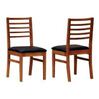Kit 2 Cadeiras Tiê Madeira Maciça Encosto Ripado - Amêndoa Corano Preto - 1
