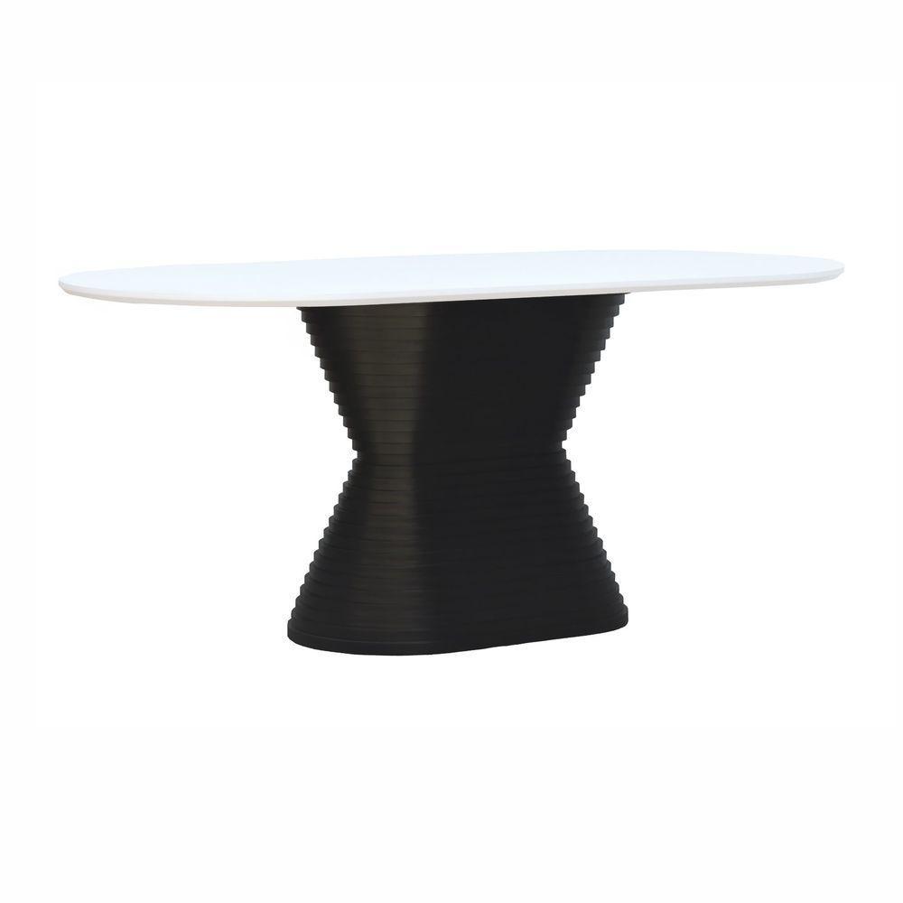 Mesa De Jantar Apollo Tampo Oblongo 180x90cm Preto-branco - 1