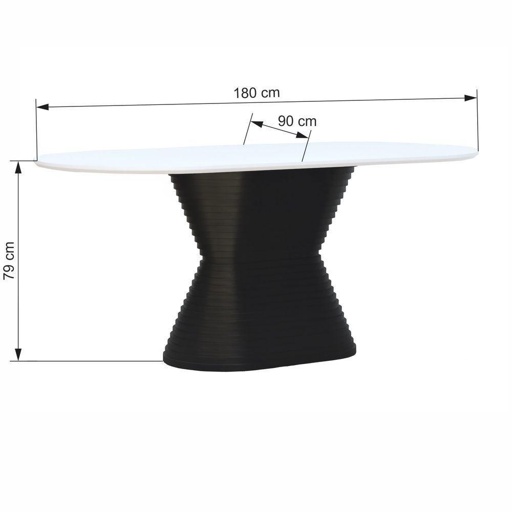 Mesa De Jantar Apollo Tampo Oblongo 180x90cm Preto-branco - 4