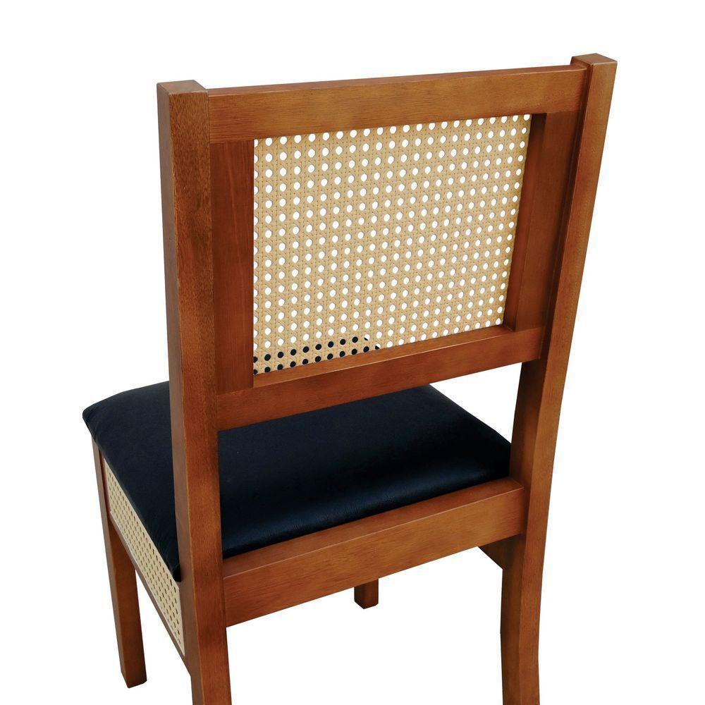 Kit 2 Cadeiras Urban Lateral E Encosto Telinha Natural Assento Estofado - Amêndoa Corano Preto - 7