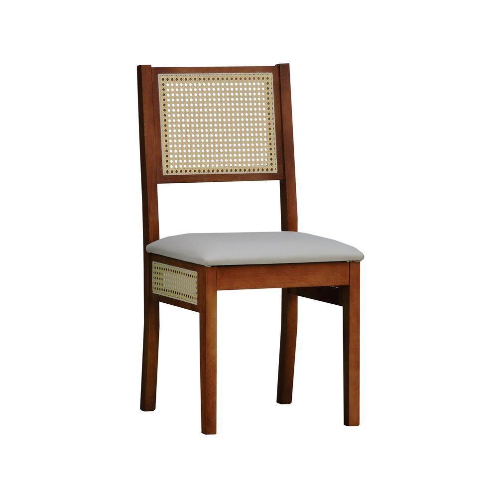 Kit 2 Cadeiras Urban Lateral E Encosto Telinha Natural Assento Estofado - Amêndoa Corano Bege - 6