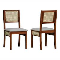 Kit 2 Cadeiras Urban Lateral E Encosto Telinha Natural Assento Estofado - Amêndoa Corano Bege - 1