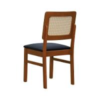 Kit 2 Cadeiras Madeira Maciça Lyon Encosto Telinha Natural - Amêndoa Assento Estofado Corano Preto - 6