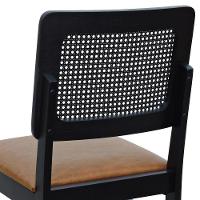 Kit 2 Cadeiras Madeira Maciça Lyon Encosto Telinha - Preto Assento Estofado Corano Marrom Mescla - 8