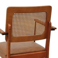 Kit 2 Cadeiras Lyon Encosto Telinha Amêndoa C- Braço Metal - Amêndoa Assento Estofado Corano Marrom Mescla - 8