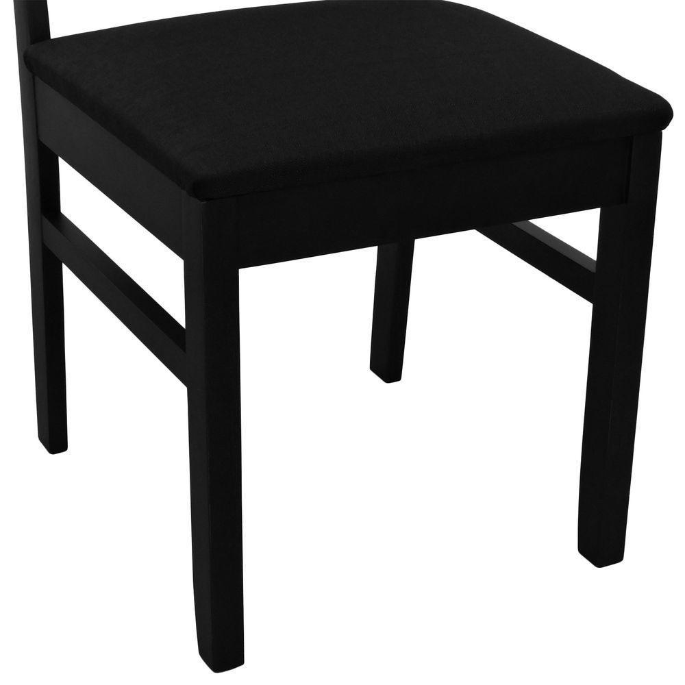 Kit 2 Cadeiras Madeira Maciça Lyon Encosto Telinha - Preto Assento Estofado Linho Preto Textura - 5