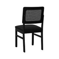 Kit 2 Cadeiras Madeira Maciça Lyon Encosto Telinha - Preto Assento Estofado Linho Preto Textura