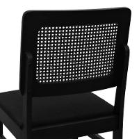 Kit 2 Cadeiras Madeira Maciça Lyon Encosto Telinha - Preto Assento Estofado Linho Preto Textura - 9