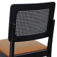 Kit 2 Cadeiras Madeira Maciça Lyon Encosto Telinha - Preto Assento Estofado Corano Caramelo - 3