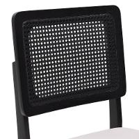 Kit 2 Cadeiras Madeira Maciça Lyon Encosto Telinha - Preto Assento Estofado Linho Bege - 2