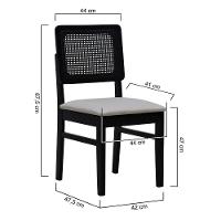 Kit 2 Cadeiras Madeira Maciça Lyon Encosto Telinha - Preto Assento Estofado Linho Bege