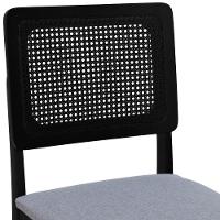 Kit 2 Cadeiras Madeira Maciça Lyon Encosto Telinha - Preto Assento Estofado Linho Cinza Mescla Impermeável - 2