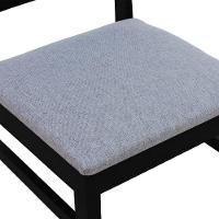 Kit 2 Cadeiras Madeira Maciça Lyon Encosto Telinha - Preto Assento Estofado Linho Cinza Mescla Impermeável - 3