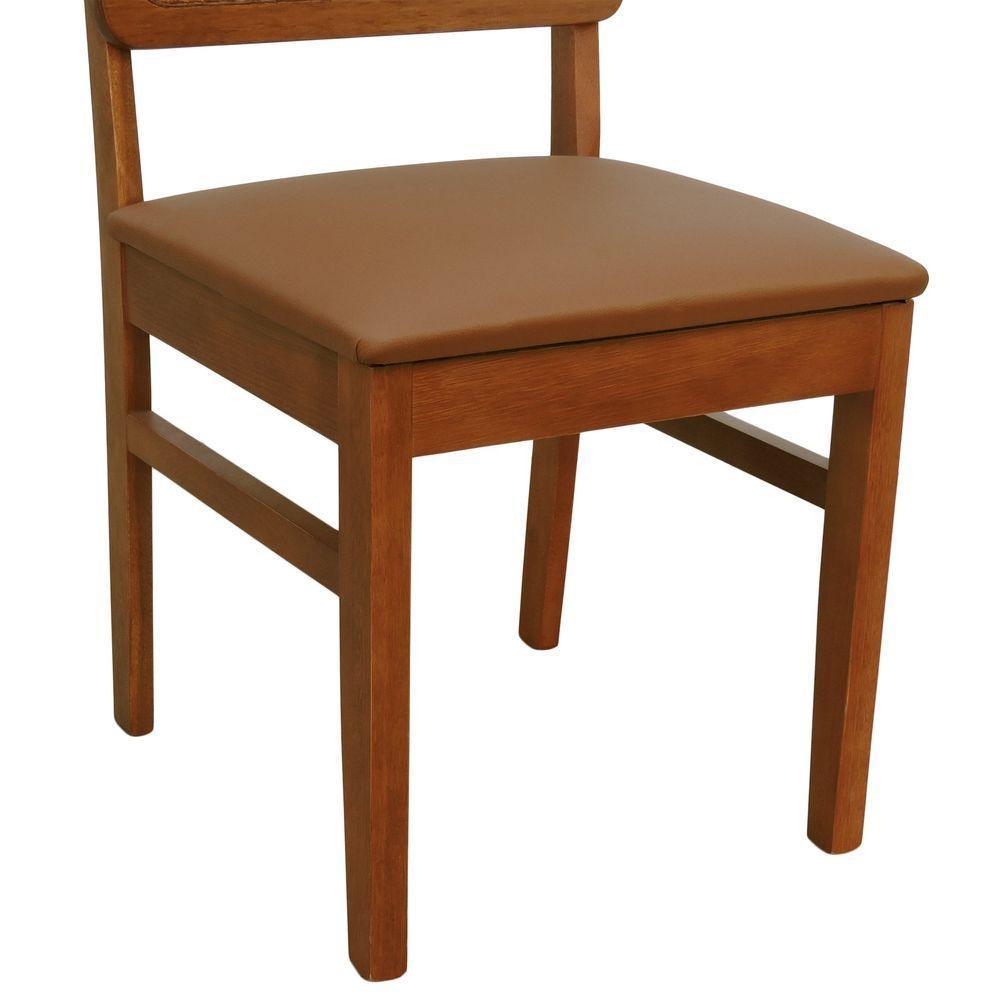 Kit 2 Cadeiras Madeira Maciça Lyon Encosto Telinha Amêndoa - Amêndoa Assento Estofado Corano Caramelo - 8