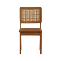 Kit 2 Cadeiras Madeira Maciça Lyon Encosto Telinha Amêndoa - Amêndoa Assento Estofado Corano Caramelo - 3