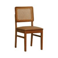 Kit 2 Cadeiras Madeira Maciça Lyon Encosto Telinha Amêndoa - Amêndoa Assento Estofado Corano Caramelo