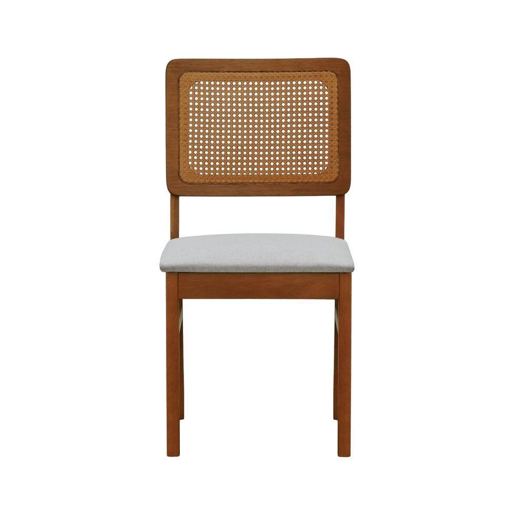 Kit 2 Cadeiras Madeira Maciça Lyon Encosto Telinha Amêndoa - Amêndoa Assento Estofado Linho Bege Mescla Impermeável - 7