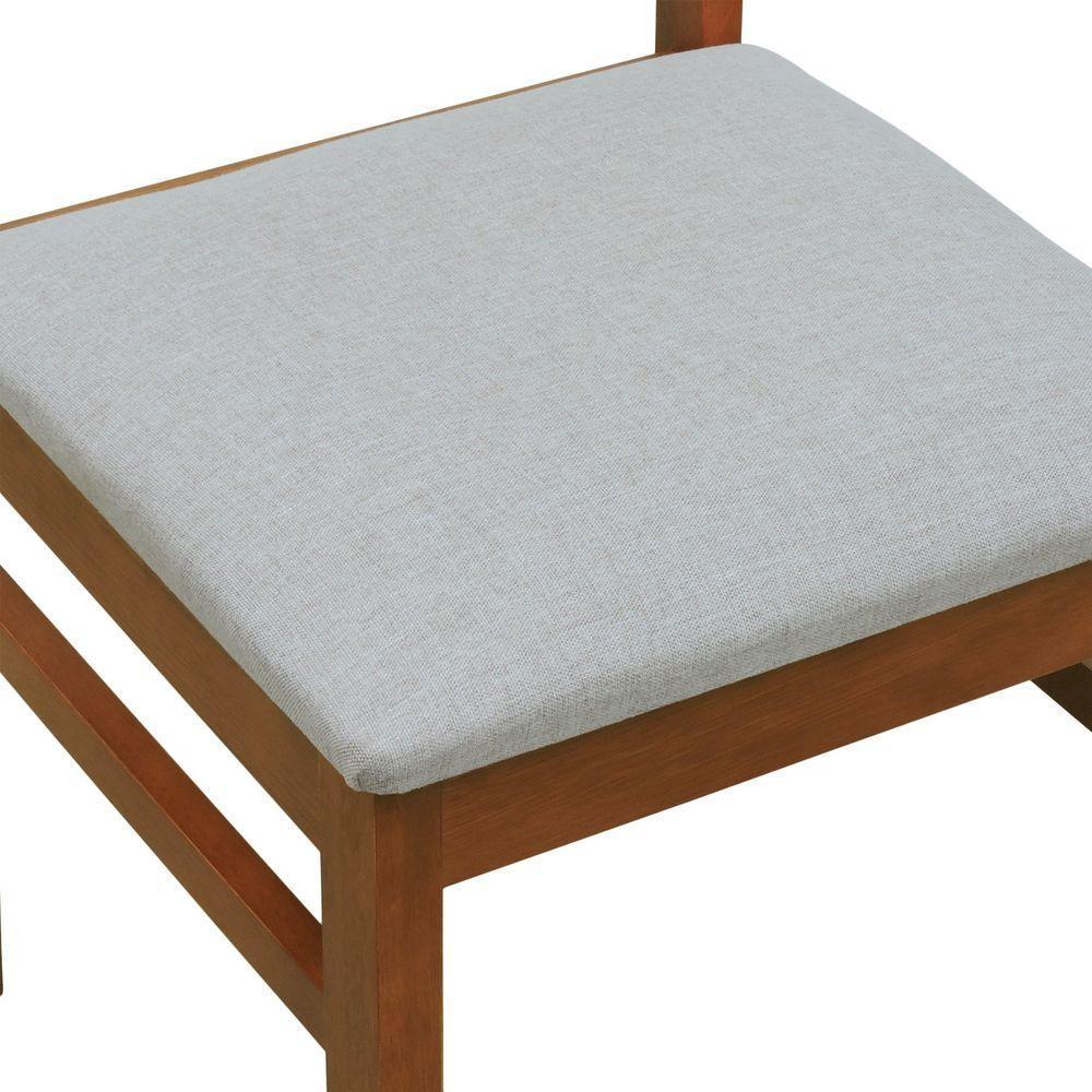 Kit 2 Cadeiras Madeira Maciça Lyon Encosto Telinha Amêndoa - Amêndoa Assento Estofado Linho Bege Mescla Impermeável - 8