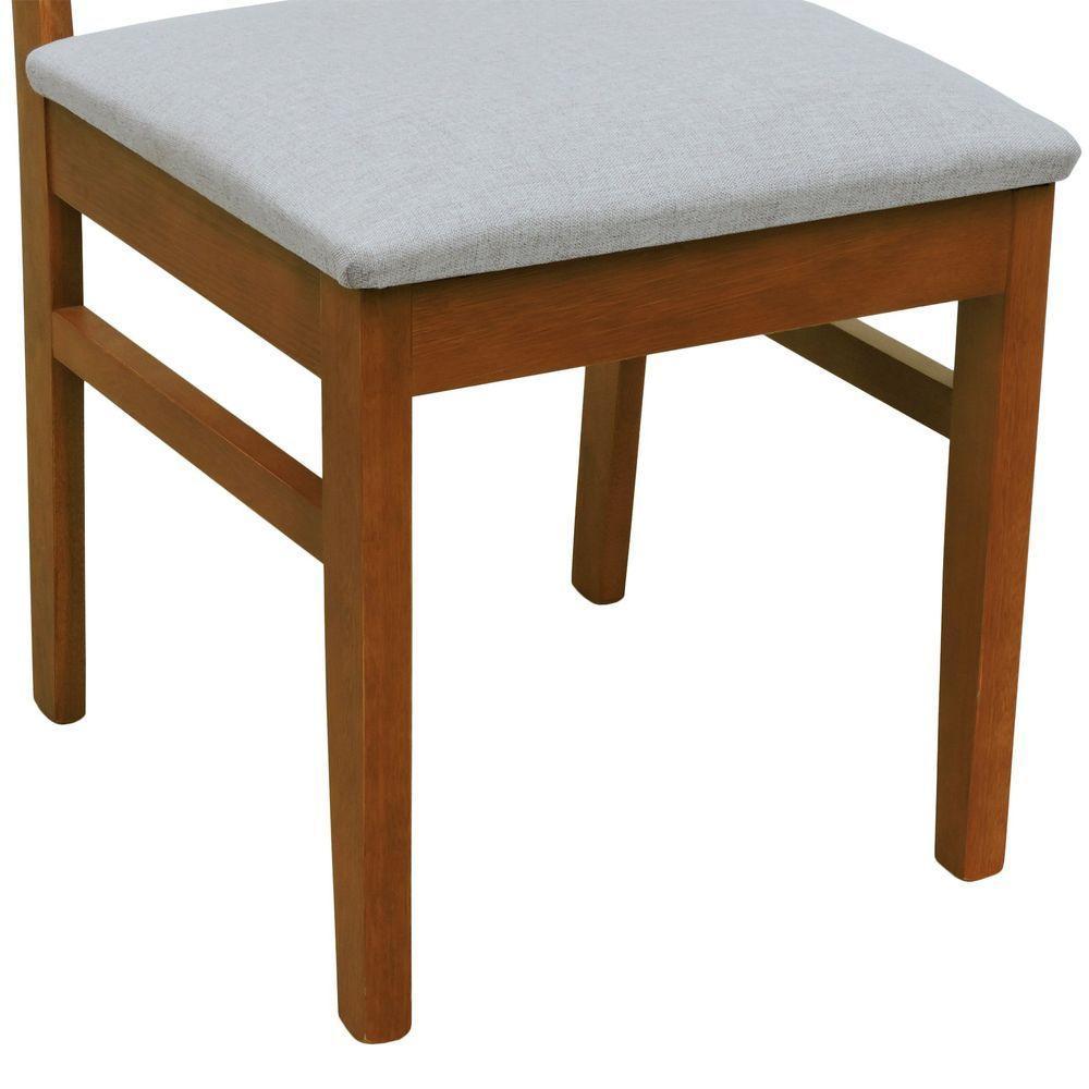 Kit 2 Cadeiras Madeira Maciça Lyon Encosto Telinha Amêndoa - Amêndoa Assento Estofado Linho Bege Mescla Impermeável - 10