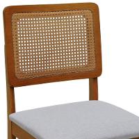 Kit 2 Cadeiras Madeira Maciça Lyon Encosto Telinha Amêndoa - Amêndoa Assento Estofado Linho Bege Mescla Impermeável - 3