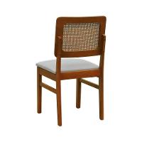 Kit 2 Cadeiras Madeira Maciça Lyon Encosto Telinha Amêndoa - Amêndoa Assento Estofado Linho Bege Mescla Impermeável - 5