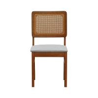 Kit 2 Cadeiras Madeira Maciça Lyon Encosto Telinha Amêndoa - Amêndoa Assento Estofado Linho Bege Mescla Impermeável - 7