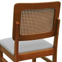 Kit 2 Cadeiras Madeira Maciça Lyon Encosto Telinha Amêndoa - Amêndoa Assento Estofado Linho Bege Mescla Impermeável - 9