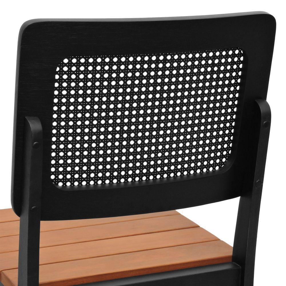 Kit 2 Cadeiras Madeira Maciça Lyon Encosto Telinha - Preto Assento Ripado Amêndoa - 2