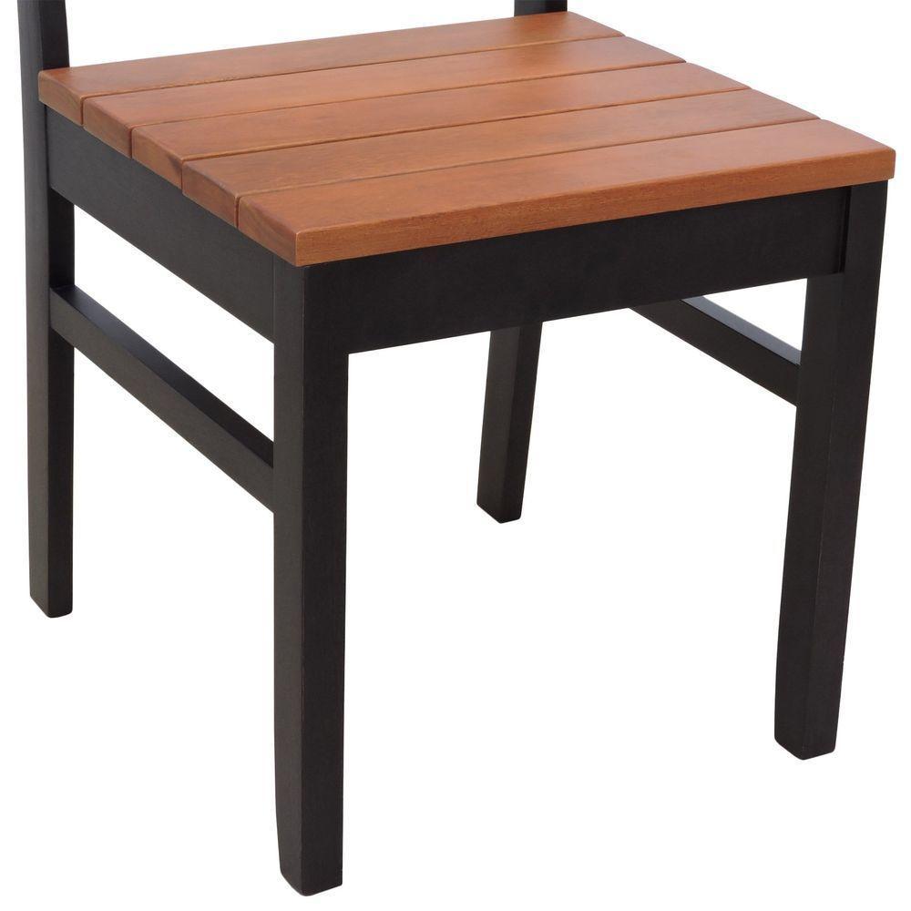 Kit 2 Cadeiras Madeira Maciça Lyon Encosto Telinha - Preto Assento Ripado Amêndoa - 10