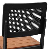 Kit 2 Cadeiras Madeira Maciça Lyon Encosto Telinha - Preto Assento Ripado Amêndoa - 2