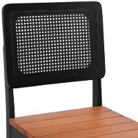 Kit 2 Cadeiras Madeira Maciça Lyon Encosto Telinha - Preto Assento Ripado Amêndoa