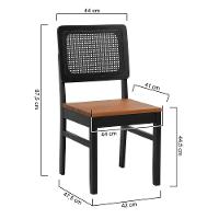 Kit 2 Cadeiras Madeira Maciça Lyon Encosto Telinha - Preto Assento Ripado Amêndoa - 6