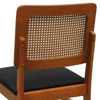 Kit 2 Cadeiras Madeira Maciça Lyon Encosto Telinha Amêndoa - Amêndoa Assento Estofado Linho Preto Textura - 7