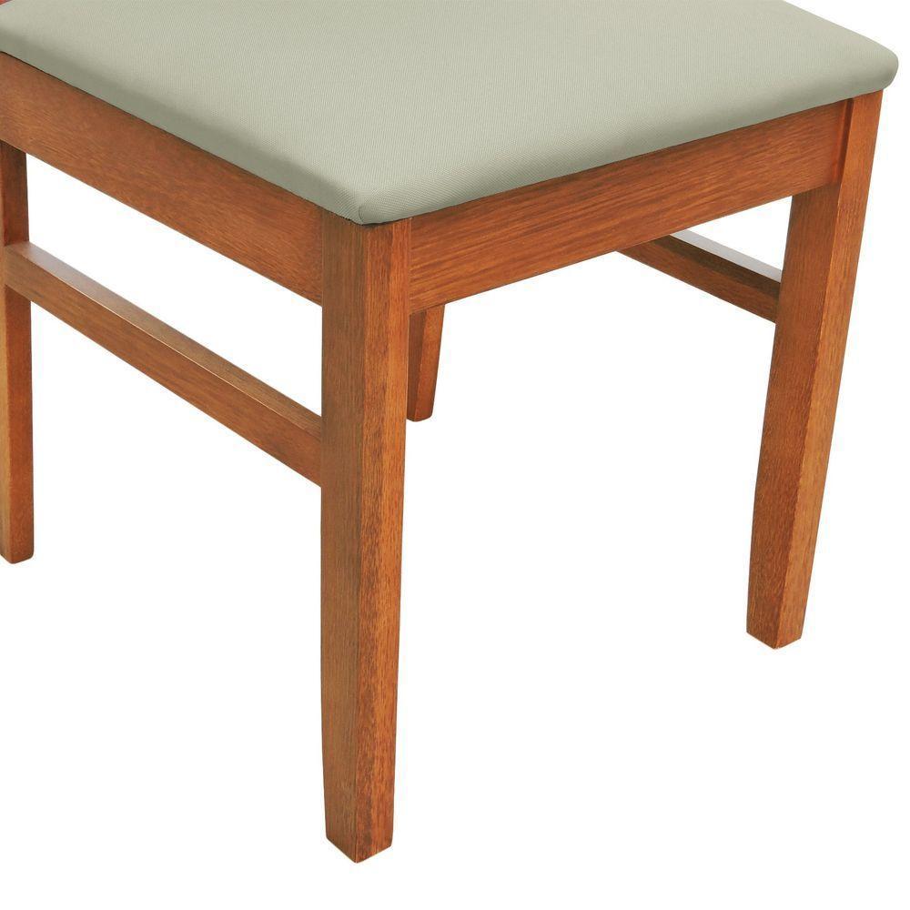 Kit 2 Cadeiras Quéops Madeira Maciça Encosto Anatômico Assento Estofado - Amêndoa Linho Bege - 4