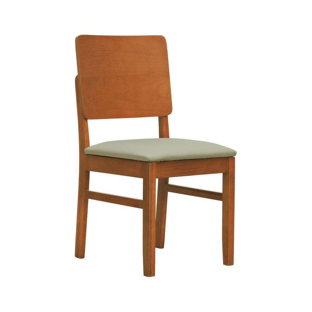 Kit 2 Cadeiras Quéops Madeira Maciça Encosto Anatômico Assento Estofado - Amêndoa Linho Bege - 6