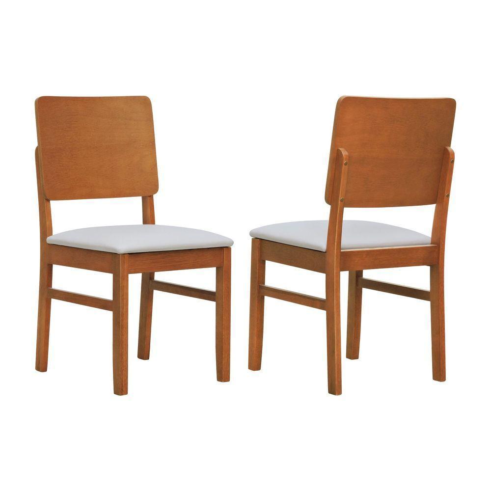 Kit 2 Cadeiras Quéops Madeira Maciça Encosto Anatômico Assento Estofado - Amêndoa Corano Bege - 1