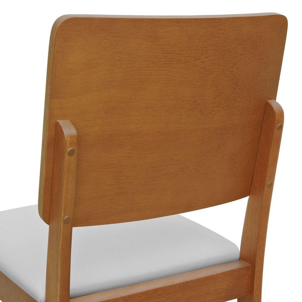 Kit 2 Cadeiras Quéops Madeira Maciça Encosto Anatômico Assento Estofado - Amêndoa Corano Bege - 2