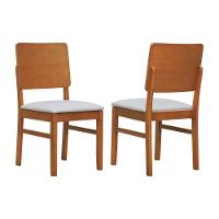 Kit 2 Cadeiras Quéops Madeira Maciça Encosto Anatômico Assento Estofado - Amêndoa Corano Bege - 1