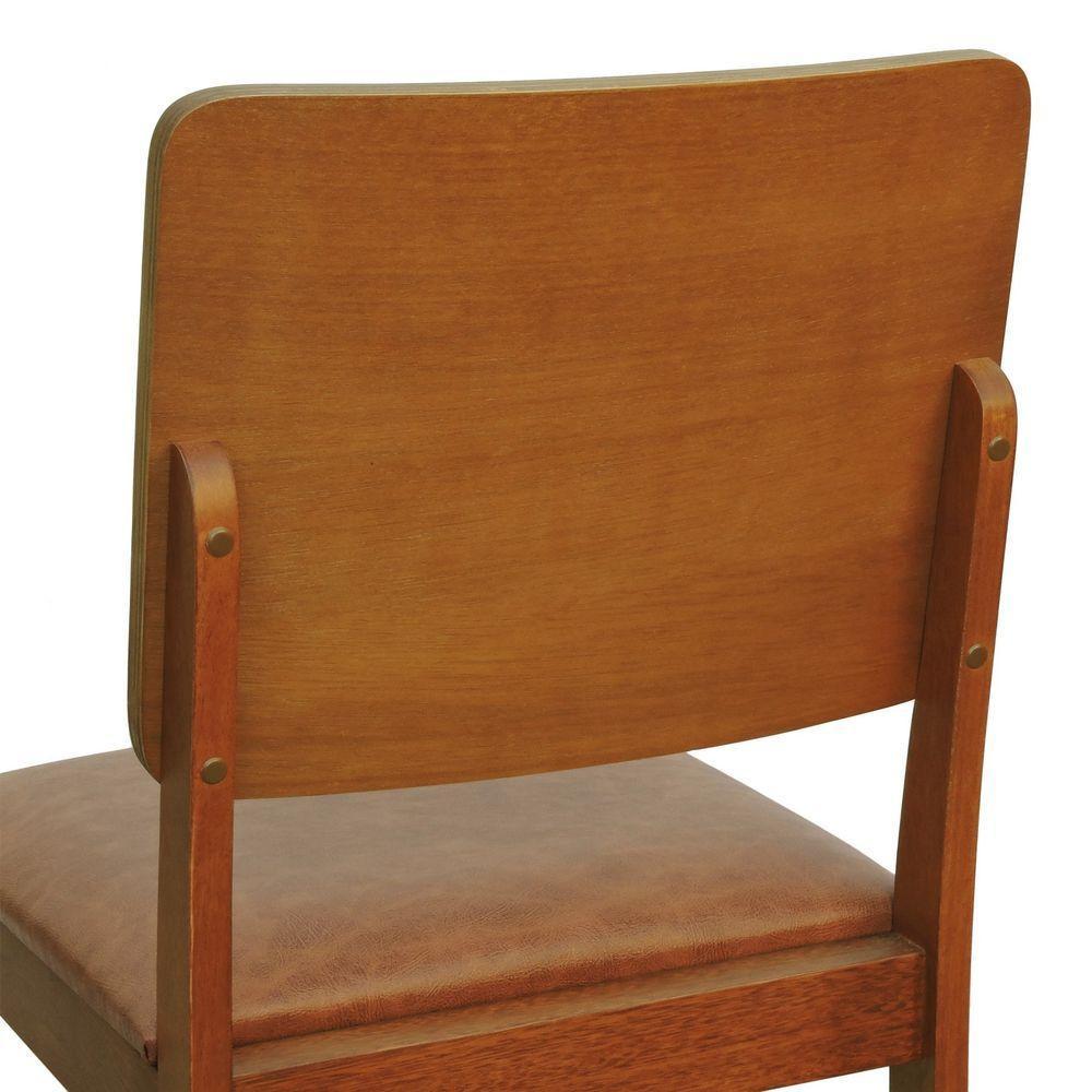 Kit 2 Cadeiras Quéops Madeira Maciça Encosto Anatômico Assento Estofado - Amêndoa Corano Marrom Mescla - 2