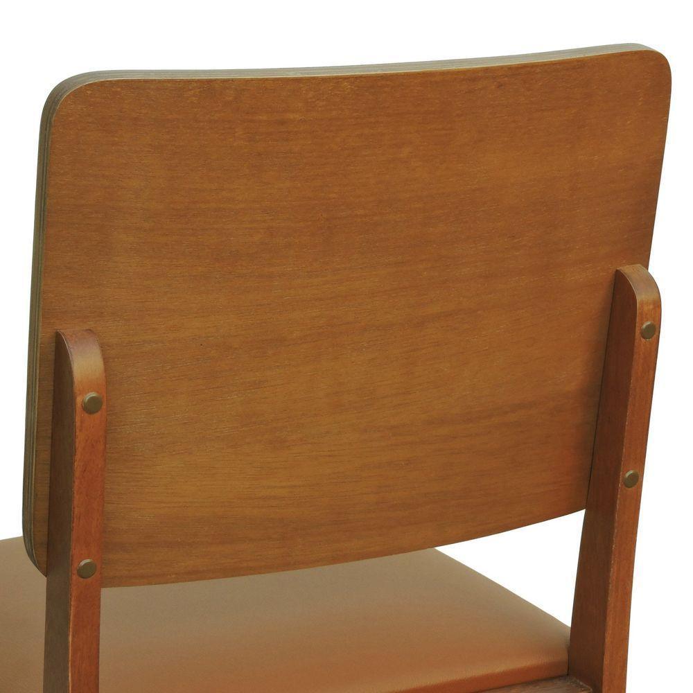 Kit 2 Cadeiras Quéops Madeira Maciça Encosto Anatômico Assento Estofado - Amêndoa Corano Caramelo - 3