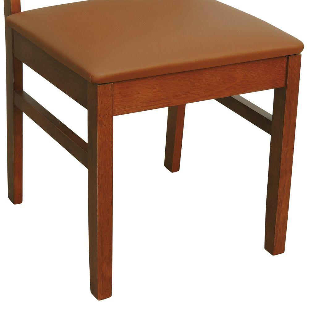 Kit 2 Cadeiras Quéops Madeira Maciça Encosto Anatômico Assento Estofado - Amêndoa Corano Caramelo - 6