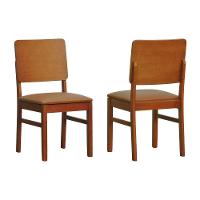 Kit 2 Cadeiras Quéops Madeira Maciça Encosto Anatômico Assento Estofado - Amêndoa Corano Caramelo - 1