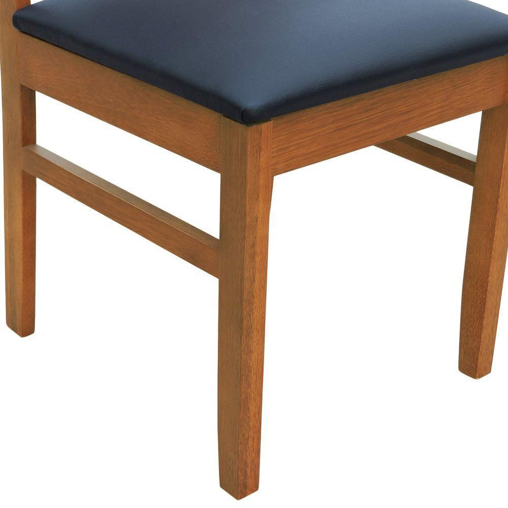 Kit 2 Cadeiras Quéops Madeira Maciça Encosto Anatômico Assento Estofado - Amêndoa Corano Preto - 4