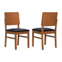 Kit 2 Cadeiras Quéops Madeira Maciça Encosto Anatômico Assento Estofado - Amêndoa Corano Preto - 1