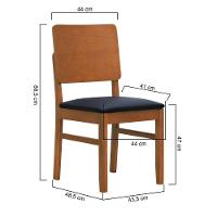 Kit 2 Cadeiras Quéops Madeira Maciça Encosto Anatômico Assento Estofado - Amêndoa Corano Preto - 3