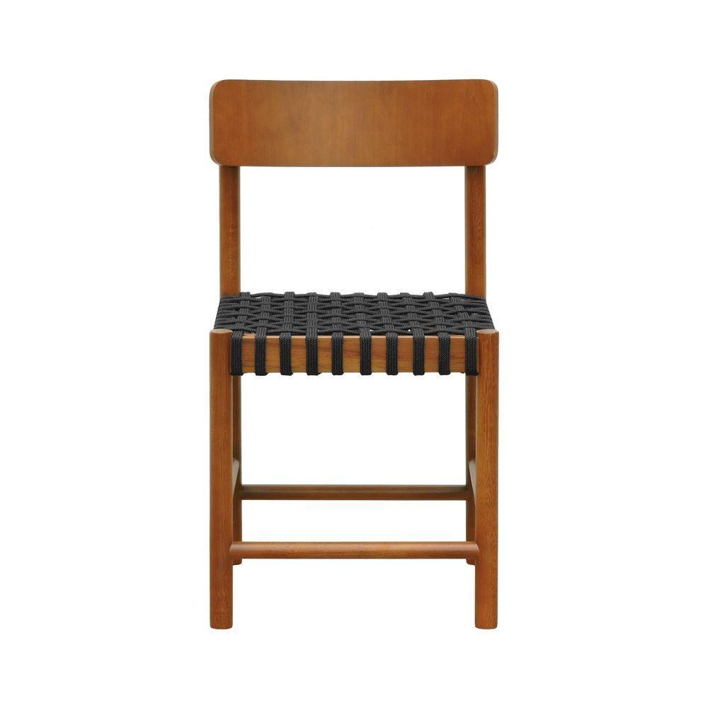 Kit 2 Cadeiras Amber Madeira Maciça - Amêndoa Trançado Corda Na Cor Preta - 10