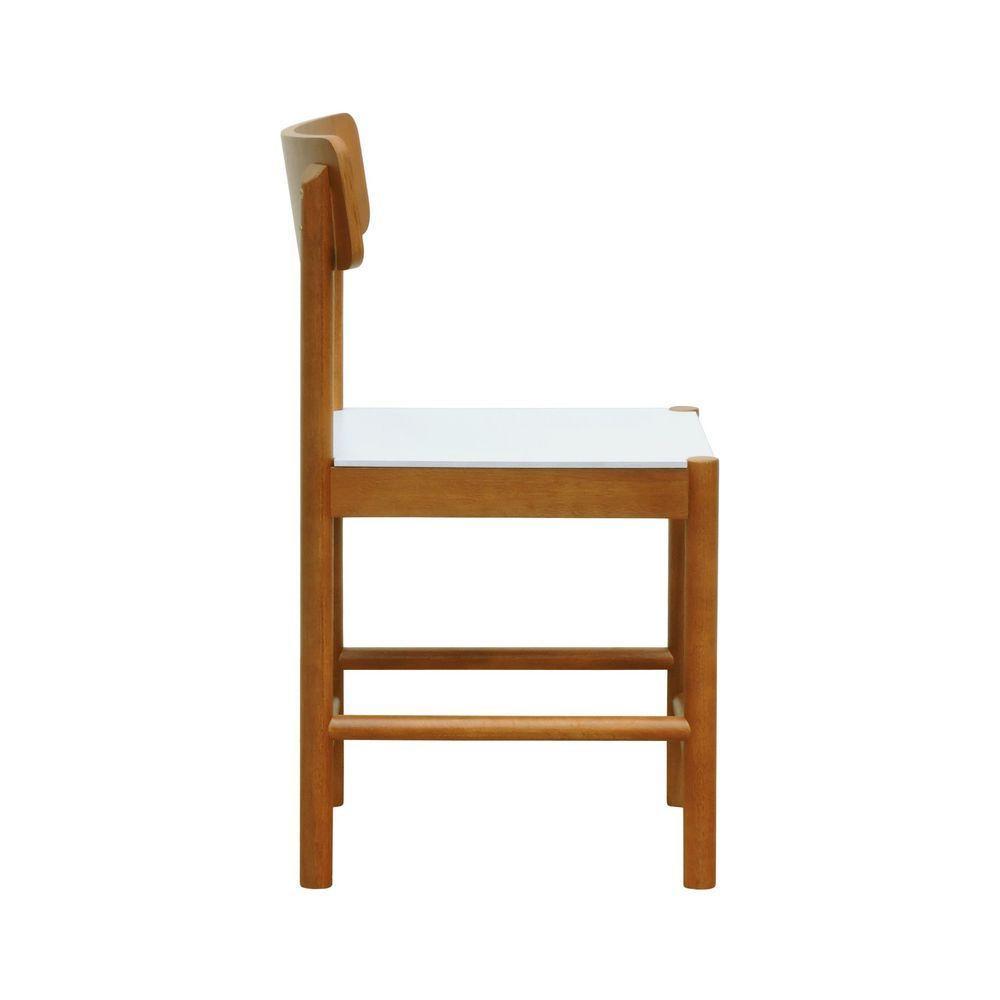 Kit 2 Cadeiras Amber Madeira Maciça - Amêndoa Assento Mdf Bp Na Cor Branca - 7